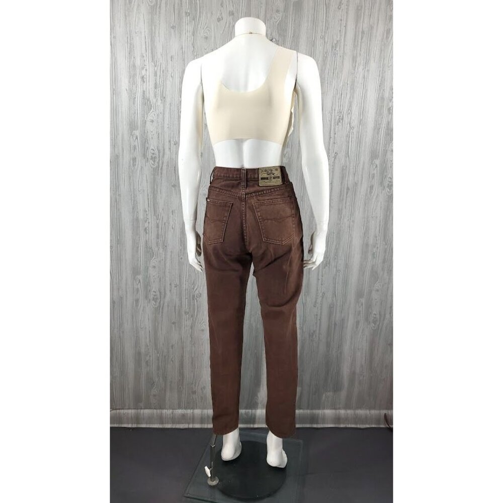 Vintage 90s Jordache Jean Mom Jean Tapered Leg High Waist Relaxed Brown Denim - Picture 3 of 8